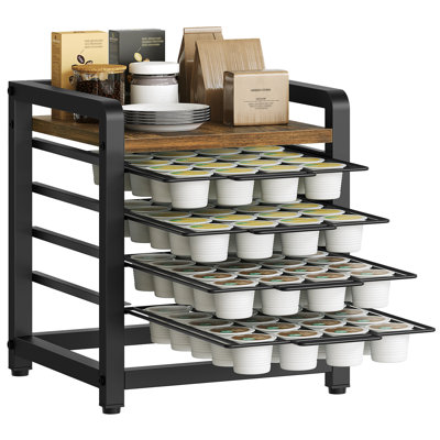 Coffee Pod Drawer Holder, 4 Tier Organizer for K Cup, 80 Pods Capacity, Spacious Storage Rack for K Cup, Space Saving