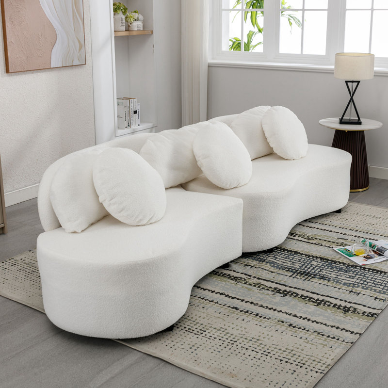Jovanny Modern 103.9'' Living Room Sofa Pea Shaped Couch,sofa,couch, Beige Velvet