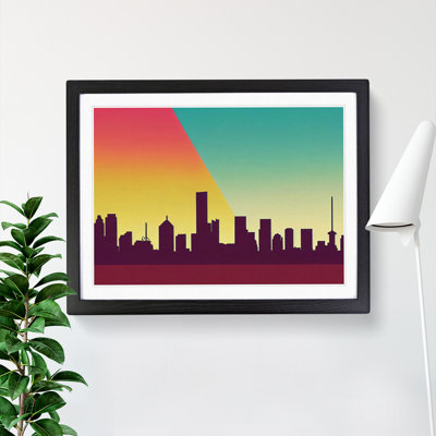 Serene Skyscraper Skyline Abstract - Framed Print