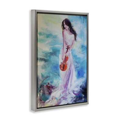 Elegant Woman with Violin Floating Frame, design by Lucille Lee