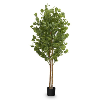 Artificial Eucalyptus Tree, Fake Tree with Natural Wood Trunk