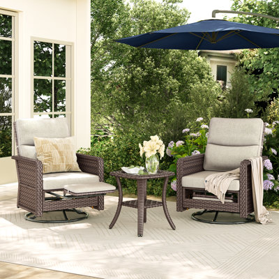 Cassandre 2 Pieces Patio Conversation Set With Swivel Rocking Base And Adjustable Backrest