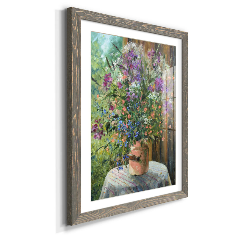 Farmhouse Bouquet - Reproduction d'art sur papier encadrée, H 31,5 po x l 23,5 po x P 1,5 po, gris