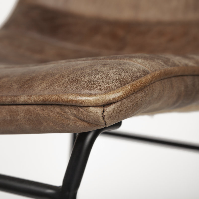 Meritt 22.5" Bar Stool, Genuine Leather-Brown