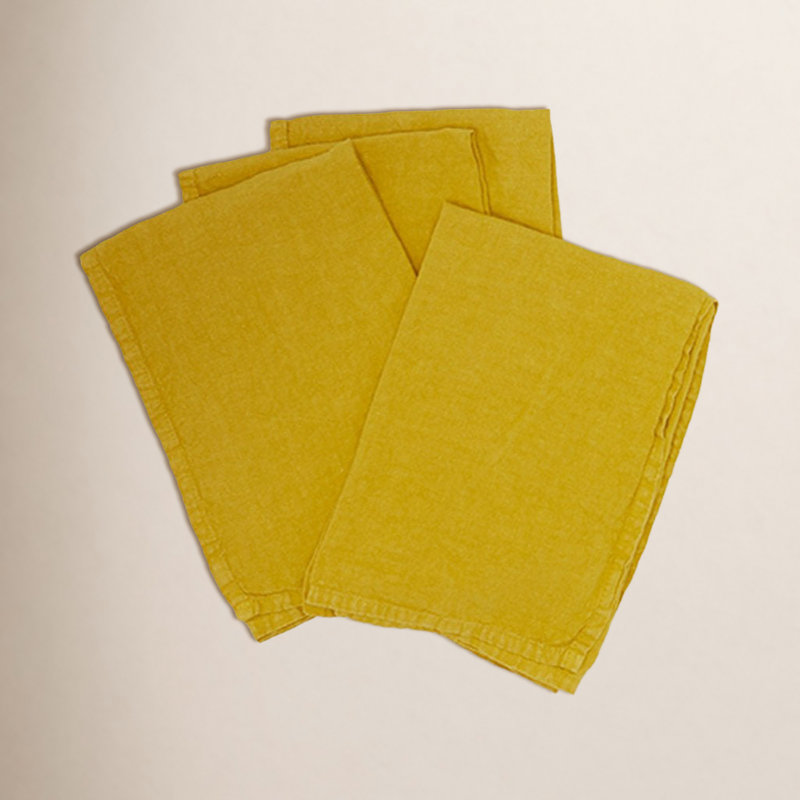 Simple Linen Square Napkins, Mustard