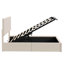 Lit plateforme tapissier beige avec rangement hydraulique fiable