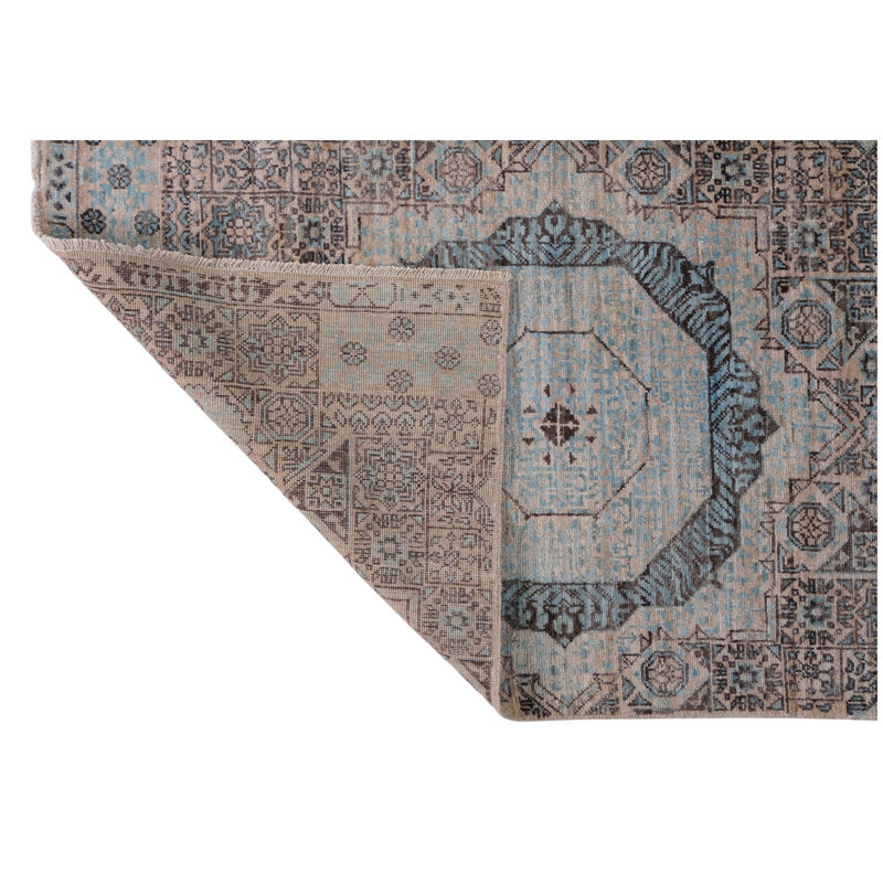 Hand Knotted Wool Area Rug in Beige