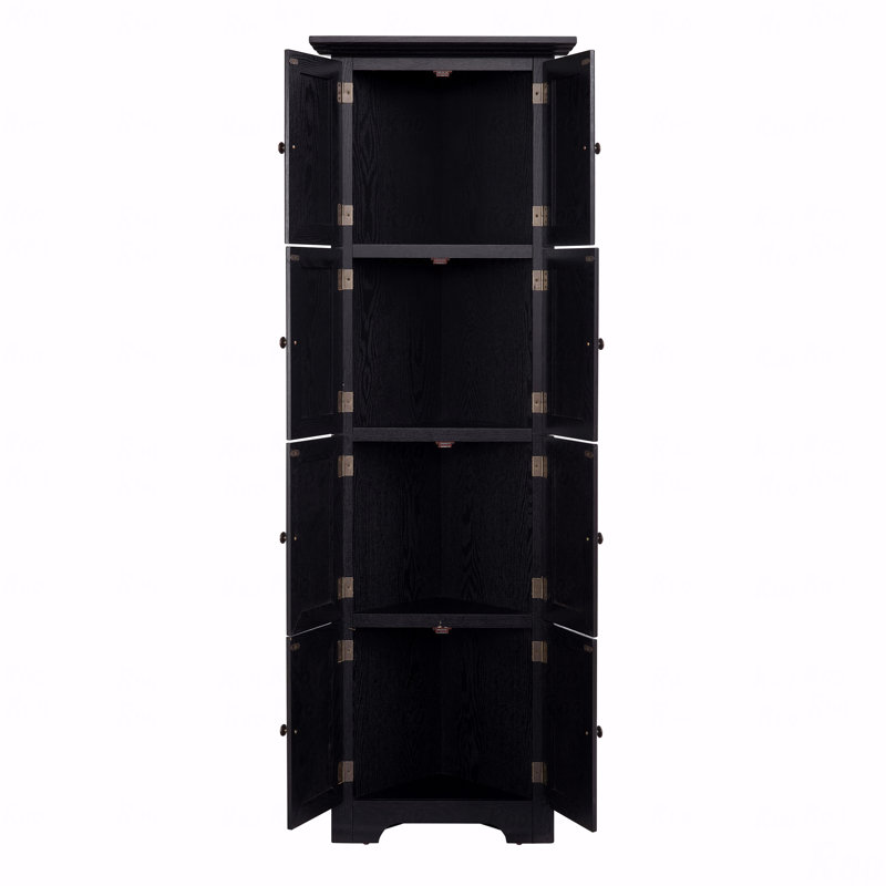 Grande armoire de rangement avec 8 portes pour la salle de bain, le salon et la cuisine, Noir
