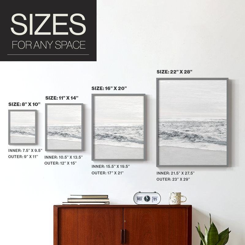«Gentle Tides II», reproduction encadrée - bois massif, Cadre simple gris, H 10 po x l 8 po