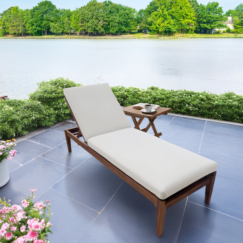 Eddie Bauer Outdoor Chaise Lounge Cushion, Sunbrella Fade & Water Resistant for Pool-Side Chaise Loungers & Deck Recliners, 23"W x 45"L, 2.5" thick; Back 23"W x 30"L, 2.5" thick, Canvas Natural