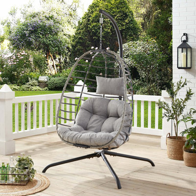 Azuredee Wicker Hammock Swing Chair With Stand, Cushion And Headrest