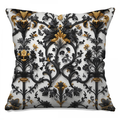 Coussins décoratifs noirs et noirs à motif floral