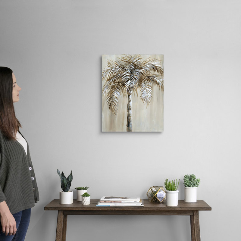 Palmier I, art mural sur toile, Toile tendue, H 20 po x l 16 po x P 1,25 po