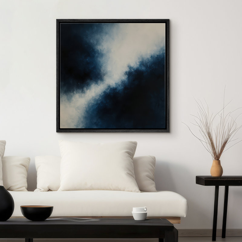 Reproduction d'art abstrait sur toile encadrée pour décoration intérieure moderne, Noir, H 16 po x l 16 po