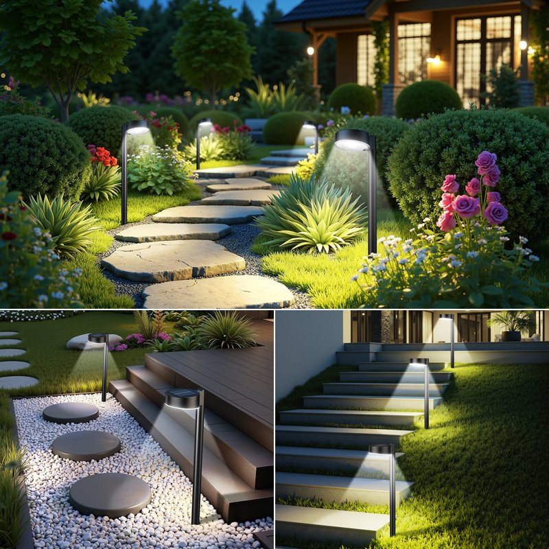 Éclairage solaire de sentier extérieur, 12 lumières solaires à DEL plus lumineuses et imperméables, éclairage de chemin moderne jusqu'à 12 heures pour allée de jardin, allée, blanc froid