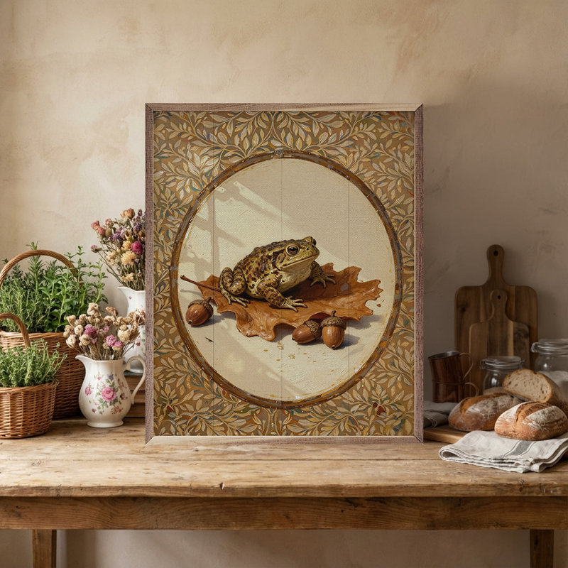 Toad On Oak Leaf Looking Right, 10" H x 8" W
