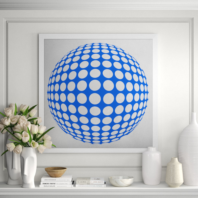 Silver Leaf Graphic Blue' Framed Graphic Art Print