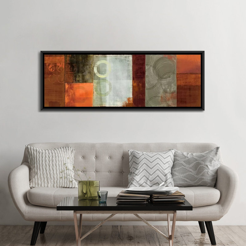 Reproduction d'art graphique sur toile tendue «Copper Seacements» par PI Studio, H 24 po x l 72 po x P 1,5 po, Cadre noir