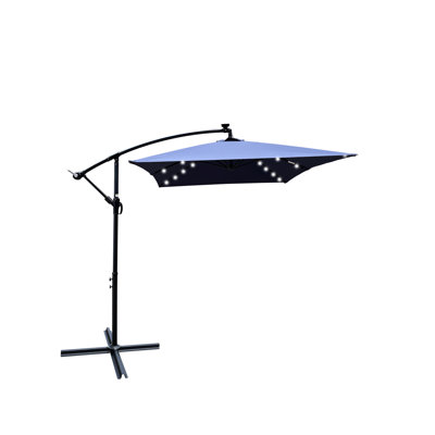 2X3m Rectangle Outdoor Patio Umbrella With - Solar Powered, Weather , 6 Ribs, Crank And Cross Base For Backyard Sunshade Powered , 180G , Lift, Garden Pool