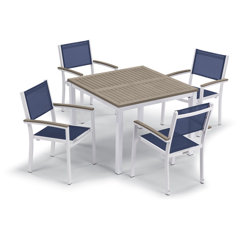 Travira Outdoor Square Dining Table, Tekwood Vintage, Chalk