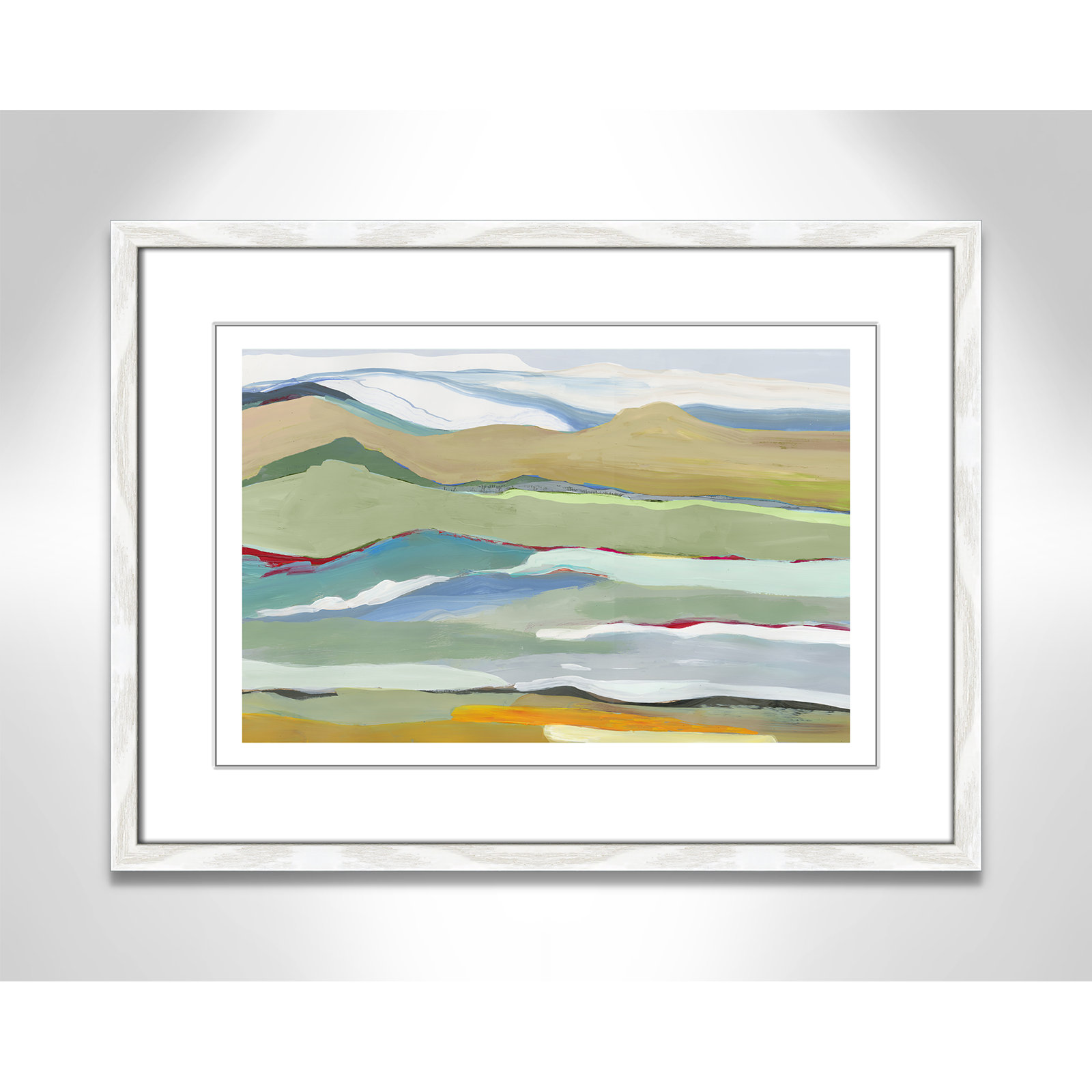 Goodbye Summer on the Hills - Picture Frame Painting, White Wood Framed, 17" H x 23" W x 0.75" D