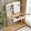 Petit bureau de meuble-lavabo avec miroir coulissant, tiroirs cannelés et 3 couleurs d'éclairage