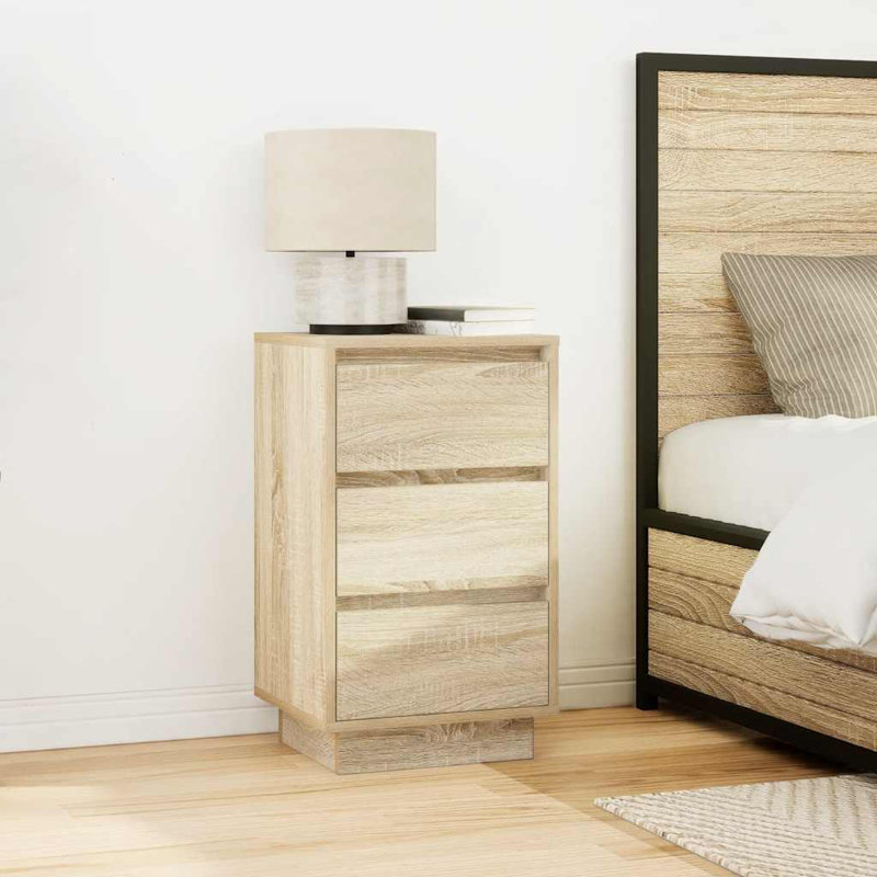 Davayah 38cm W Manufactured Wood Bedside Table, Sonoma Oak