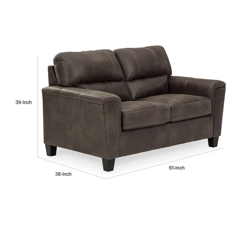 Causeuse en cuir saleigh 61 po Saleigh, Similicuir taupe