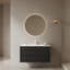 Meuble-lavabo de salle de bain avec lavabo, armoire de salle de bain murale moderne en contreplaqué flottant avec 2 tiroirs, lavabo en céramique blanche avec couvercle et trou de lavabo, pré-assemblé