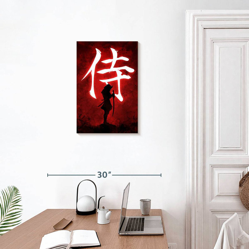 Leisha Samurai On Red, 24" H x 16" W