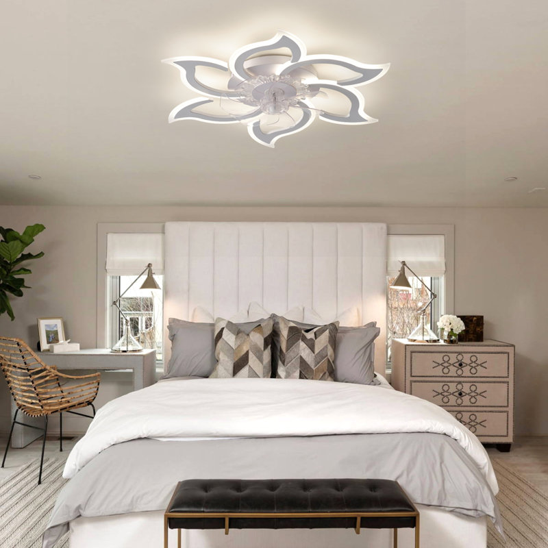 Kazuhito 33.46" 7 - Blade Reversible Dimmable LED Ceiling Fan With Remote Control And APP, White