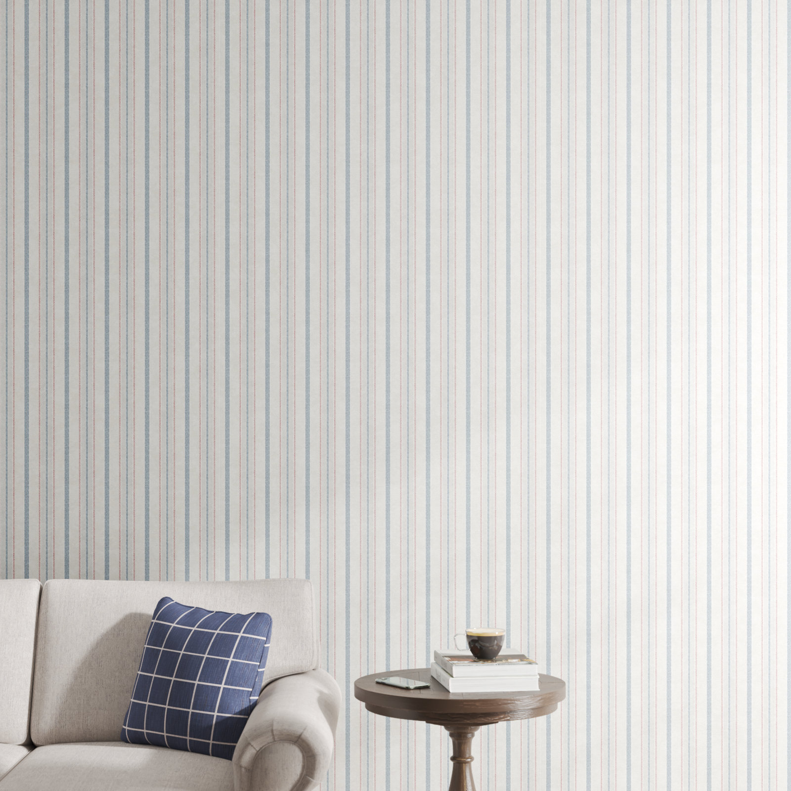 Vardaman Striped Wallpaper, Red/Blue
