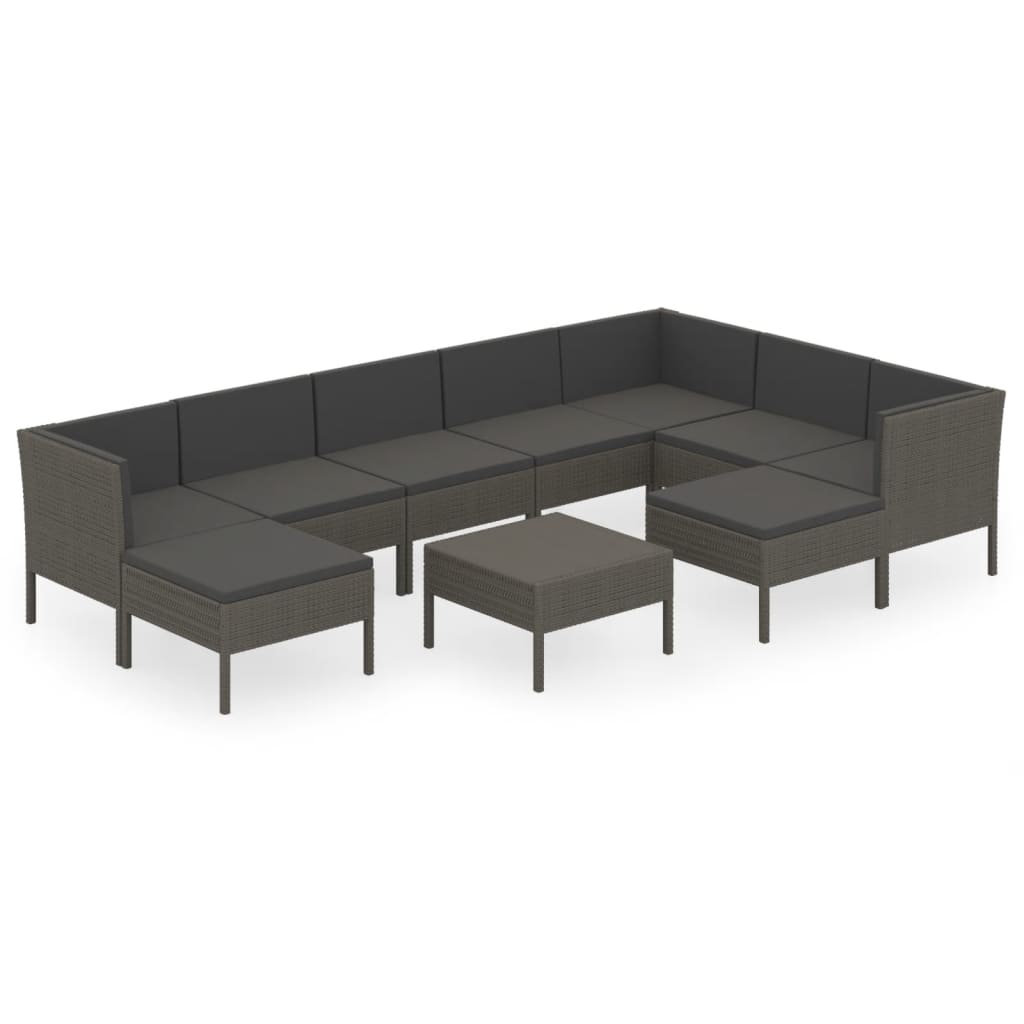 5-Sitzer Lounge-Set Corundum aus Rattan mit Polster