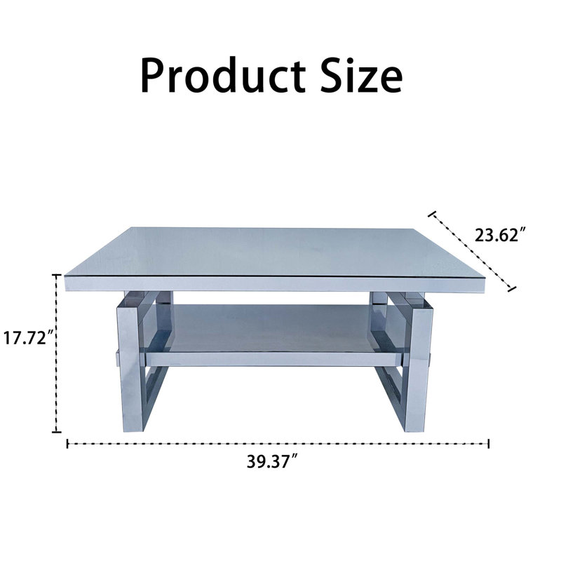 Table basse moderne carrée de luxe avec verre trempé, idéale pour les petits appartements et les balcons