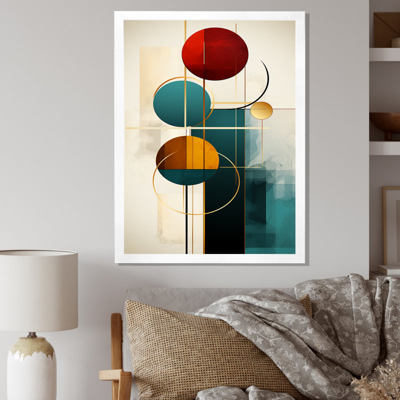 «Rising with the New Moon Geometrics Retro Blue I», reproduction, H 40 po x l 30 po x P 1,5 po, Cadre simple blanc