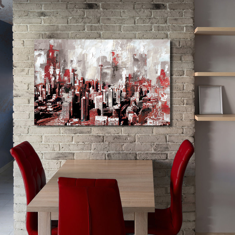« toronto red », reproduction d’art sur toile tendue, H 28 po x l 48 po x P 1 po