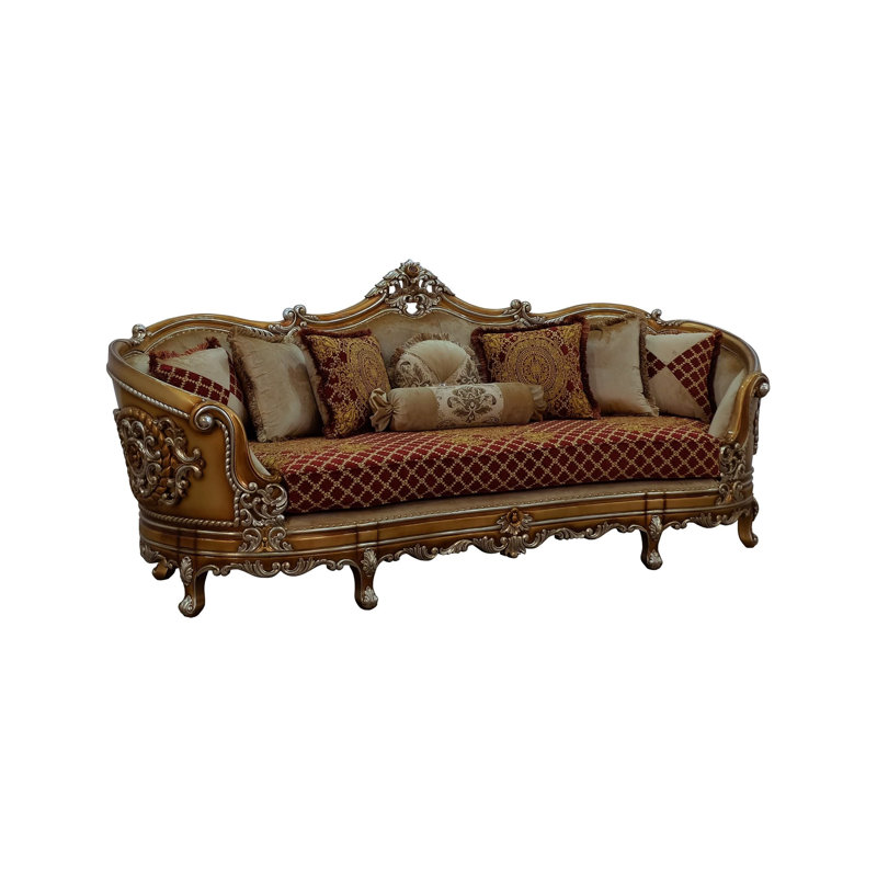 Saint Germain Velvet Sofa, Red/Gold Velvet