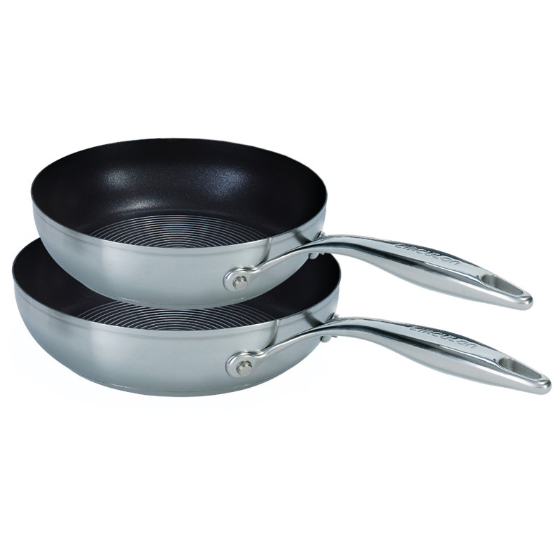 Circulon Steelshield S-Series Stainless Steel induction Hybrid Nonstick Dishwasher Safe Twinpack Frying Pan Set - 20cm and 26cm Frying Pans