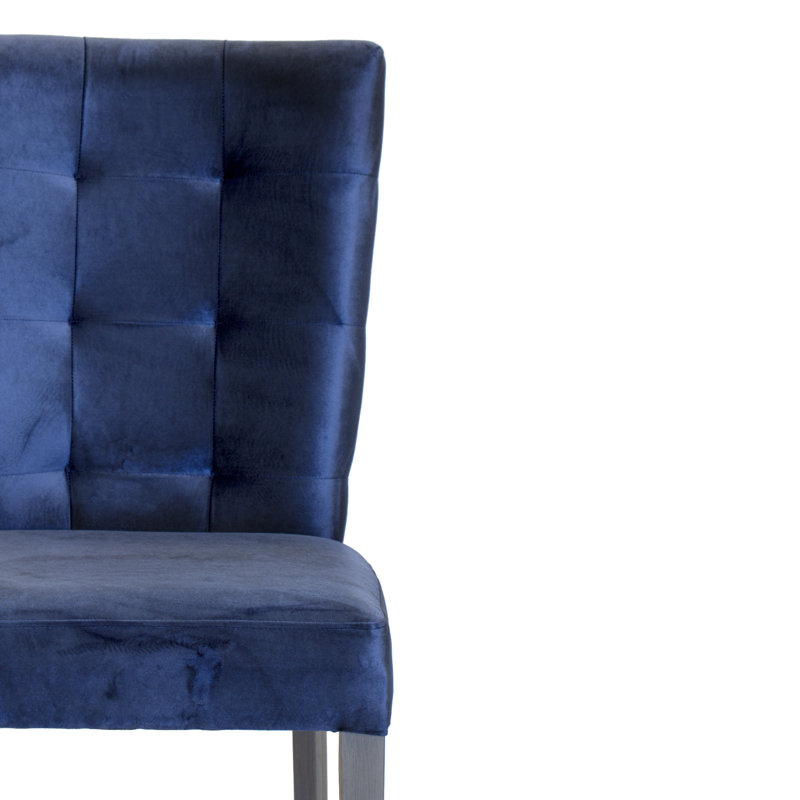 Chaise parsons capitonnée Hallerson, Bleu marine, Gris