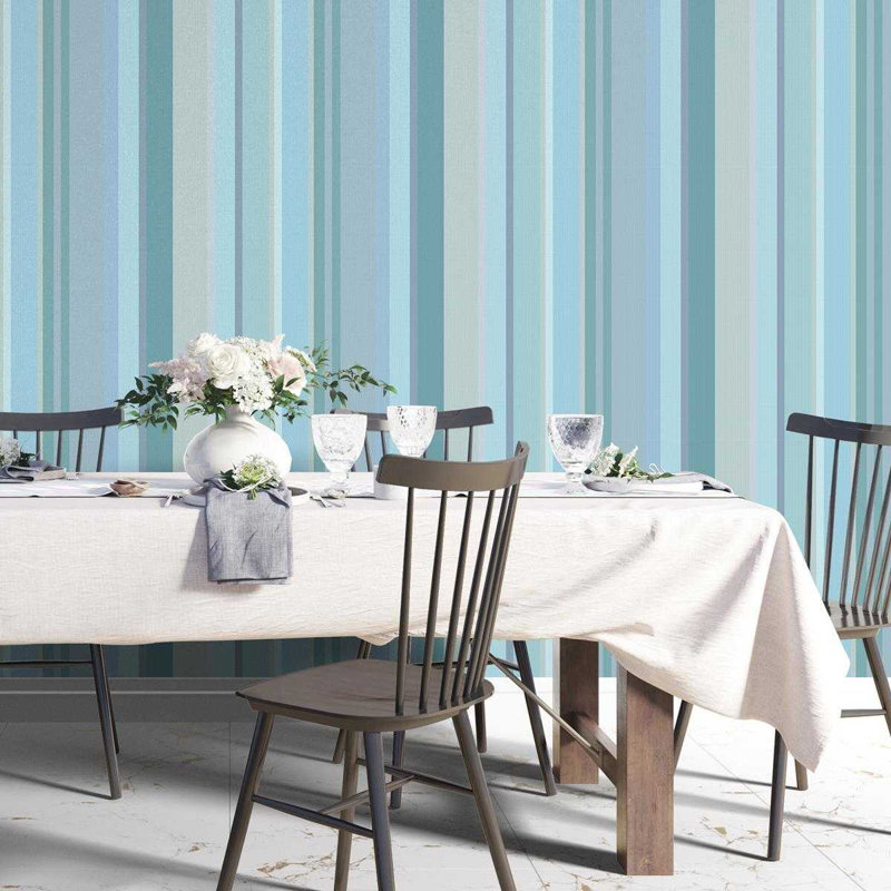 Rouleau de papier peint adhésif Claughaun, Bleu / brun, L 126 po x l 24 po