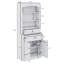 Armoire de rangement blanche pour salle de bain - Panneau de fibres à densité moyenne durable avec deux portes, tiroirs, tablette réglable et trois tablettes ouvertes