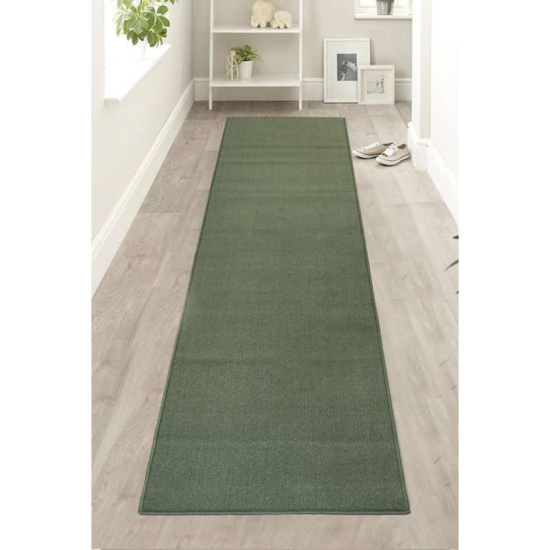 Tapis uni de couleur unie vert avec antidérapant, Tapis de couloir 2 pi 2 po x 6 pi