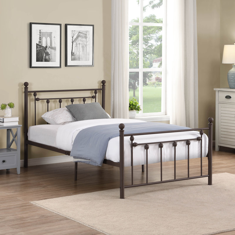 Angela Metal Spindle Bed, Twin, Copper