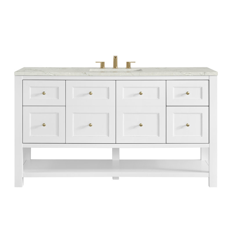 Breckenridge 60'' W Single Vanity, Victorian Silver Silestone, Bright White, Widespread