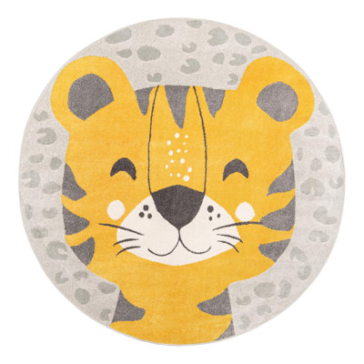 Round Animal Print Polypropylene Plastic Rug