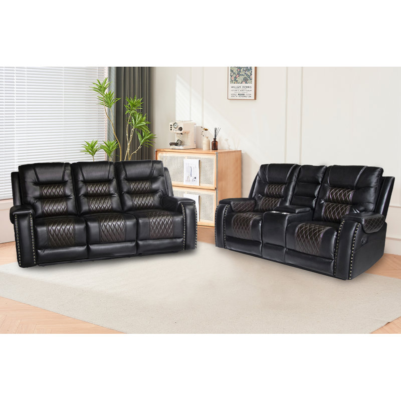 Canapé inclinable 84 po, Similicuir noir