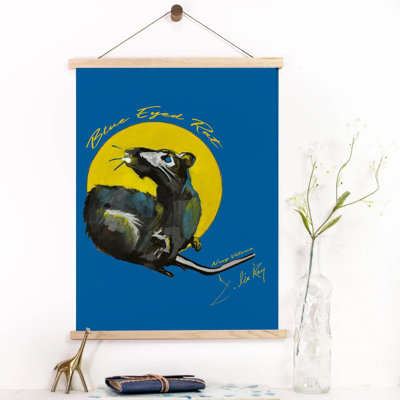 Blueeyedrat Wood Hanger By F. Lin-Ray Art