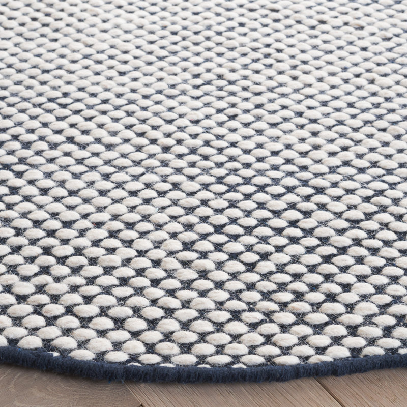 Selenia Flat Weave Wool/Cotton Rug in Ivory/Gray, Round 6'