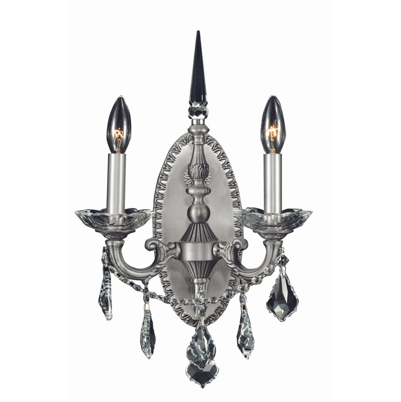Applique murale 2 lumières avec cristal de taille royale Athena, Bronze antique