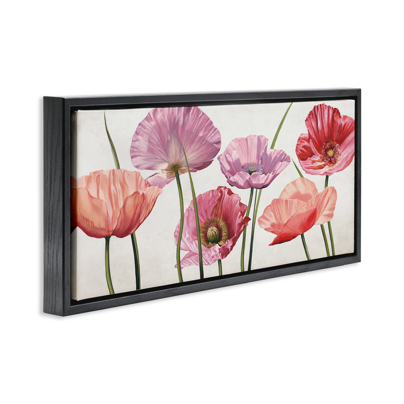 Mélange de coquelicots aux pétales éclatants, Cadre flottant noir de jais, H 14 po x l 31 po